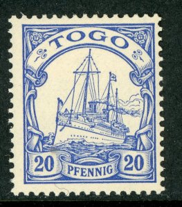 Germany 1900 Togo 20pf Ultra Yacht Unwmk Scott # 9 Mint A309