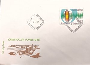 D)1977, FINLAND, FIRST DAY COVER, ISSUE, THE HÄSTHOLMEN NUCLEAR PLANT, FDC