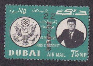 Dubai # M 144A, John F. Kennedy Stamp overprinted 22 November, NH