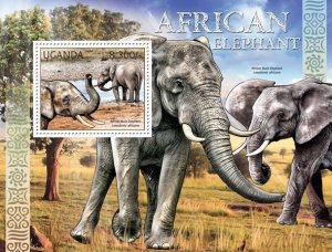 UGANDA - 2012 - Elephants - Perf Souv Sheet - Mint Never Hinged