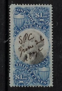 USA #R119 Very Fine Used With Neat SPCO June 26 1872 Manuscript Cancel