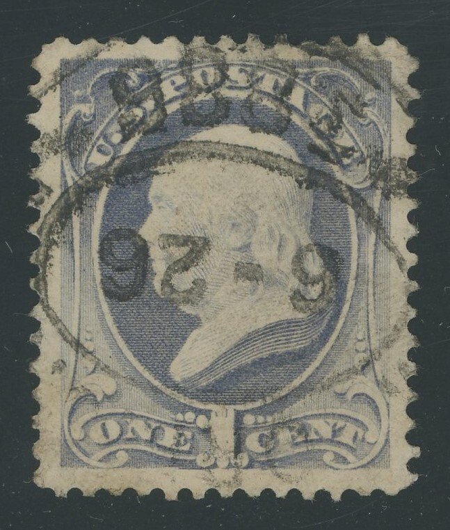 USA 206 - 1 cent Gray Blue XF/Superb used with 1886 Date Cancel