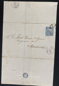 1866 Santander Spain Letter Sheet Cover to Madrid