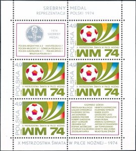 Poland 1974 MNH Stamps Souvenir Sheet Scott 2036a Sport Football Soccer World Cu