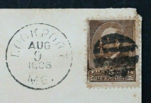 US #205 Sea Post 1886 True Sea Post Office Cover Maine to Calcutta India