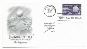 US 1173 (Me-5) 4c Echo 1 Satellite single FDC Artmaster Cachet Unadd ECV $12.50