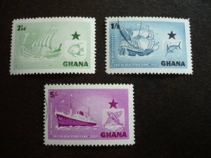 Stamps - Ghana - Scott# 14-16 - Mint Hinged and Used Set of 3 Stamps