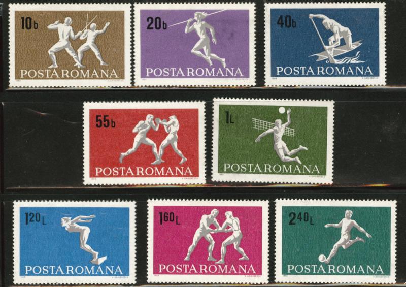 ROMANIA Scott 2070-77 Sports set MNH** 1969 