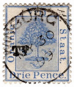 (I.B) Orange Free State Telegraphs : 3d Ultramarine (setting 7)