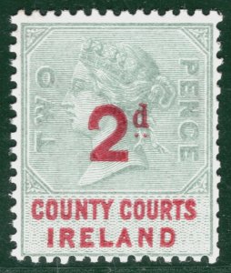 GB IRELAND QV REVENUE Stamp 2d Surcharge (1895) COUNTY COURT Mint MNH GR2WHITE55