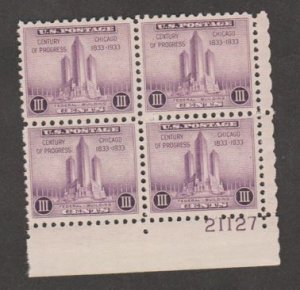 U.S. Scott Scott #729 Chicago Stamp - Mint NH Plate Block