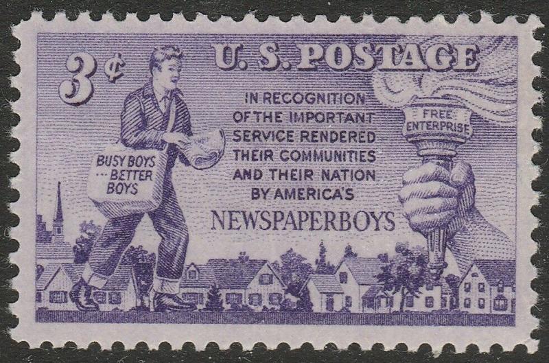 US 1015 Newspaper Boys 3c single (1 stamp) MNH 1952 