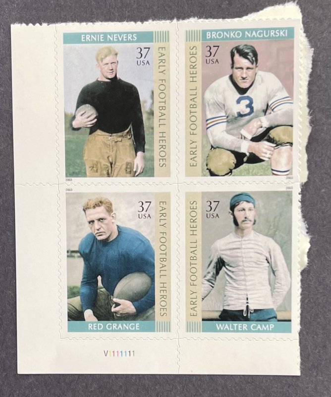 US 2003 Early Football Heroes set of 4 different Singles #3208-3811 MNH OG