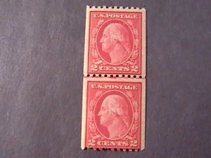 U.S.# 488-MINT NEVER/HINGED--JOINT LINE PAIR--WASHINGTON----1916(LOT # 2)