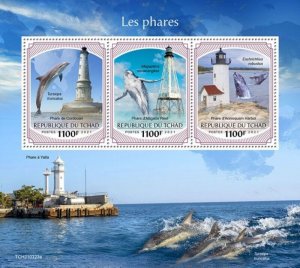 Chad - 2021 Lighthouses & Marine Life - 3 Stamp Sheet - TCH210323a