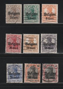 Belgium N11-N16, N18-N20 Under German Occupation U Surcharges