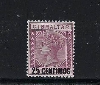 GIBRALTAR SCOTT #24 1889 SURCHARGE 25 C ON 2 PESETAS -WMK 2 - MINT LIGHT HINGED