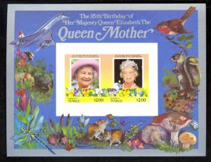 TUVALU FUNAFUTI 1986 $2+$2 Queen Mother's Birthday Souvenir Sheet Sc 50 MNH