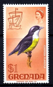 Grenada 1968-71 QEII Bananaquit - Bird $1 Mint MNH SG 318