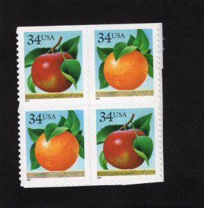 3491-3492 Apple & Orange, MNH blk/4