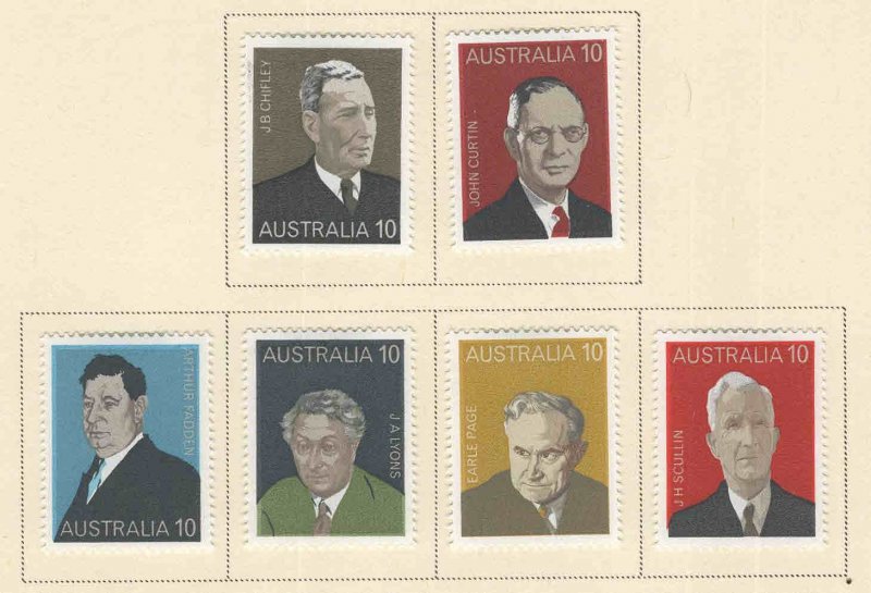 AUSTRALIA Scott 610-615 MH* 1975  Prime Minister set