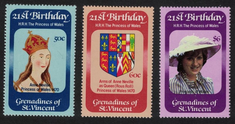 St. Vincent Gren 21st Birthday of Princess of Wales 3v 1982 MNH SG#229-231