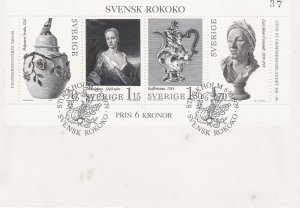 1979 SWEDEN FIRST DAY COVER SET OF 3 STAMPS IN MINI SHEET SVENSK ROKOKO