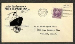 USA #720 STAMP SAN FRANCISCO CALIFORNIA PACIFIC STEAMSHIP LINES AD COVER 1935