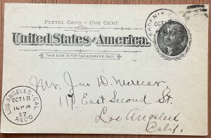 US #UX14 Used Postal Card Phoenix Arizona Territory 10/17/1897  L37