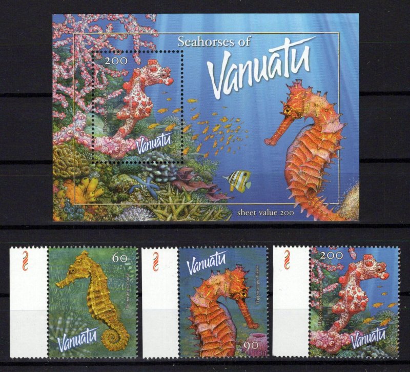 Vanuatu 838-840a MNH Marine Life Seahorses ZAYIX 0624M0025