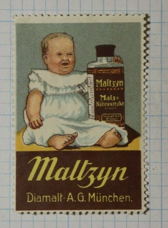 Maltzyn Malt Nutritional Extract German Brand Poster Stamp Ads