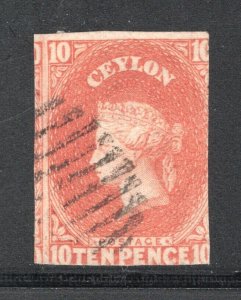 Ceylon #10        F/VF, Used, 10p vermillion, CV $350.00 .......  1290011