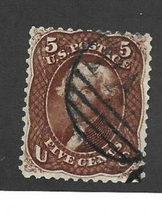 United States Scott 75 5-cent Jefferson used F/VF 2023 cv $425