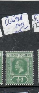 VIRGIN  ISLANDS  KGV 1/2D    SG 69A   MOG       P0307 H