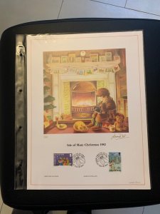 1982 Isle of Man Christmas first day cover panel, big size with plastic holder