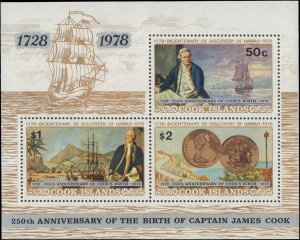 Cook Islands #480-482a, Complete Set(4), 1978, Captain Cook, Never Hinged