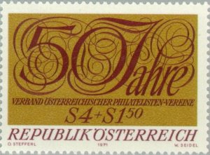 Austria 1971 MNH Stamps Scott B327 50 Years of Philatelic Association Philately