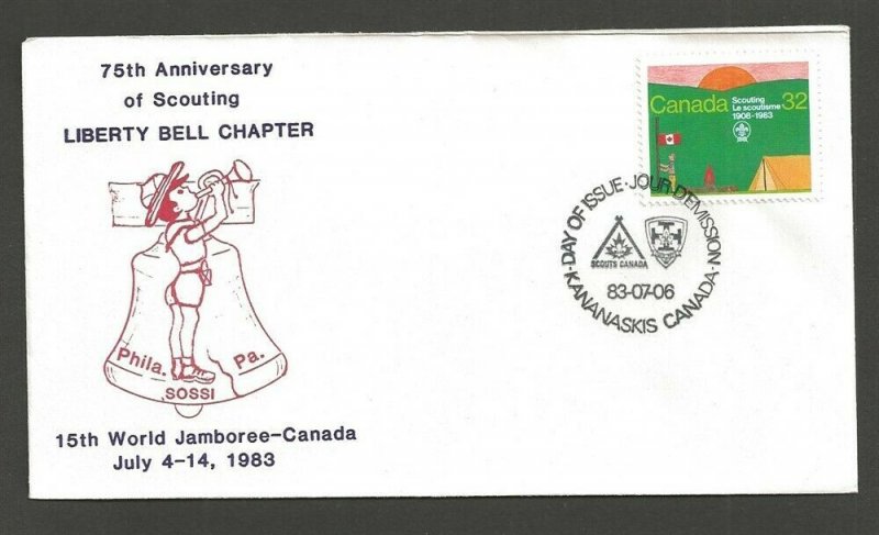 1983 Canada Scouts XV World Jamboree FDC SOSSI Liberty Bell