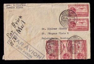 MEXICO Sc C22 PAIRS x2  Postal History Bueno Aires - Airmails - Rouletted F-VF