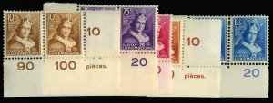 Luxembourg #B55-59 Cat$250+, 1933 Henry VII, complete set of corner margin ho...