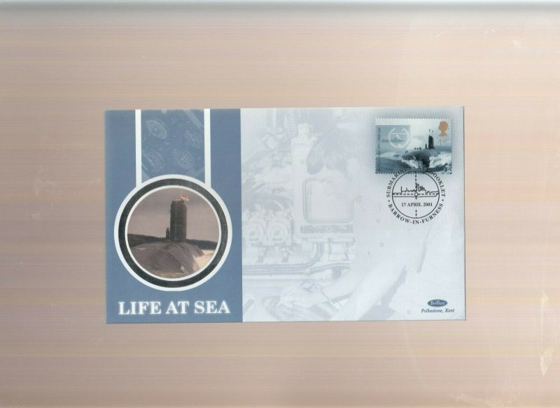 2001 GB SUBMARINES SET OF 4 BENHAM SILK DAY COVERS+ RARE SELF ADHESIVE COVER