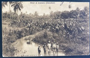 1920s Zanzibar Real Picture Postcard Cover To Austria River & Scenery