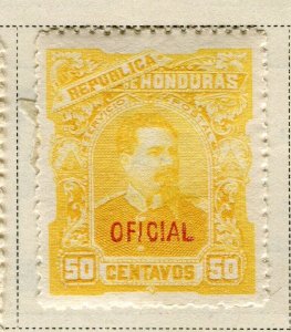 HONDURAS; 1891 early classic Official issue fine Mint hinged 50c. value