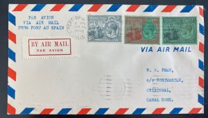 1929 Port Spain Trinidad First Flight Airmail Cover FFC To Cristobal Canal Zone