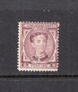 Spain 1876 King Alfonso 4 Pesetas Mint OG Never Hinged #229