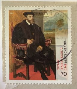 Germany 2016 Scott 2908 used on paper - 70c, Painting, Charles V by Titian