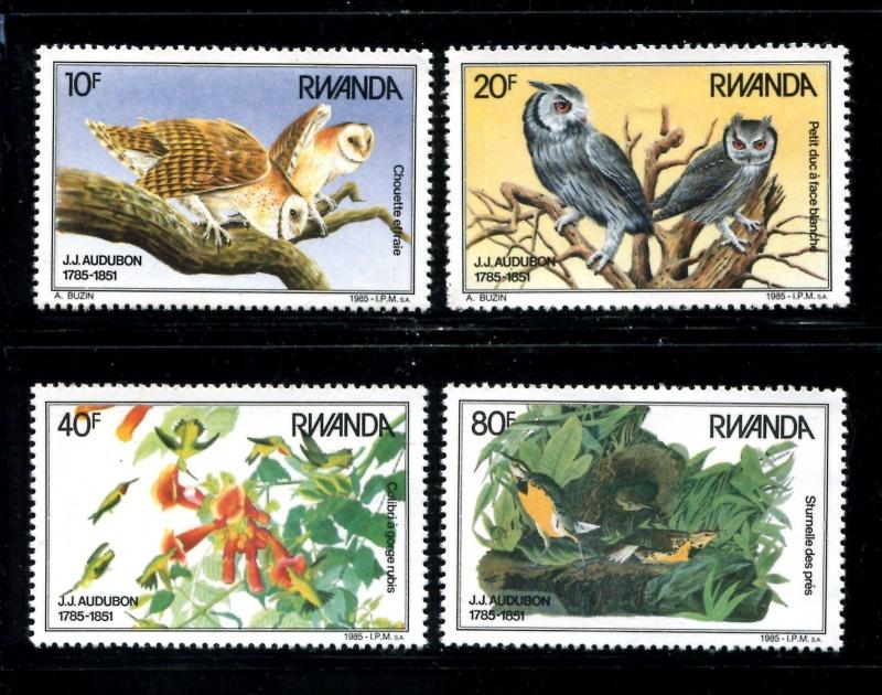 Rwanda 1226-1229, MNH, 1985 Birds,  x22654