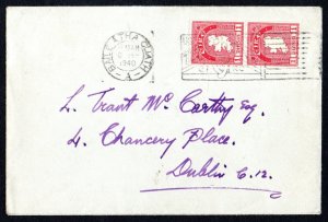 1940 coils wmk e, perf.14 1d used on cover within Dublin, superb slogan cancel