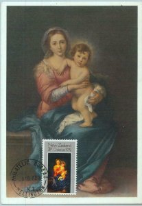 90279  - NIUE - Postal History - MAXIMUM CARD -  ART Religion XMAS 1972  Murillo