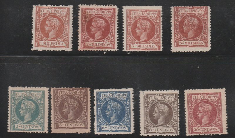 1898 Cuba Stamps King Alfonso Spain Small Set 9 Stamps NEW